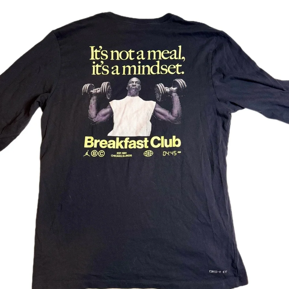 Jordan‎ Mike's Gym Breakfast Club Long Sleeve Graphic T-Shirt Black Large